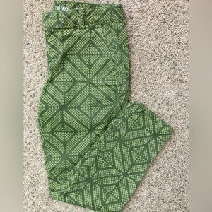 Gap geometric skinny khakis, cool print army green w/ deep yellow& white